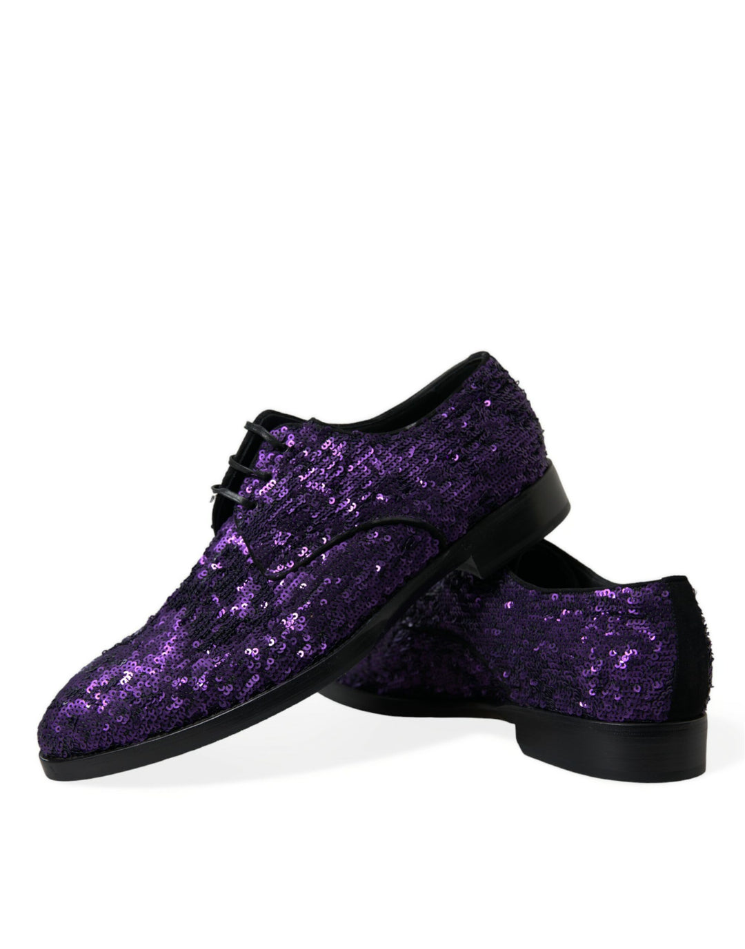 Dolce & Gabbana Purple Sequined Lace Up Oxford Dress Shoes