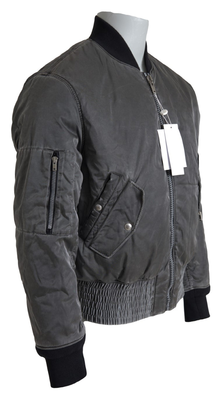 Mm6 Maison Margiela Gray Bomber Zipper Pocket Sleeves Jacket