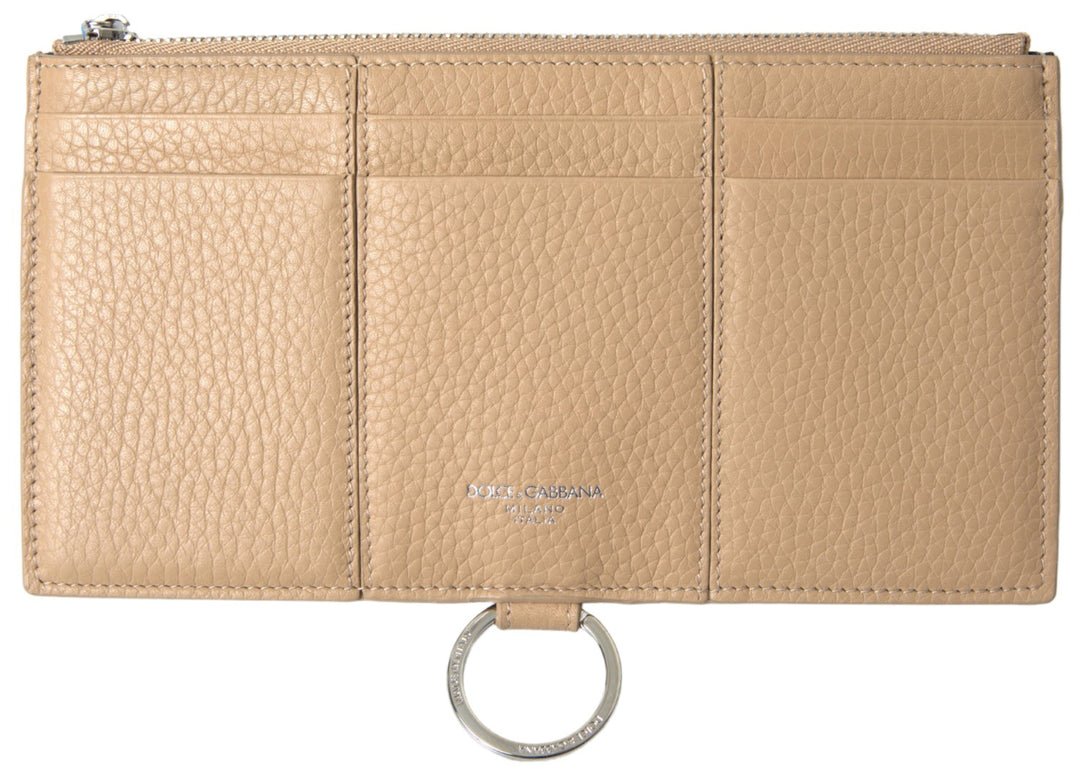 Dolce & Gabbana Beige Leather Shoulder Cardholder Shoulder Strap Wallet