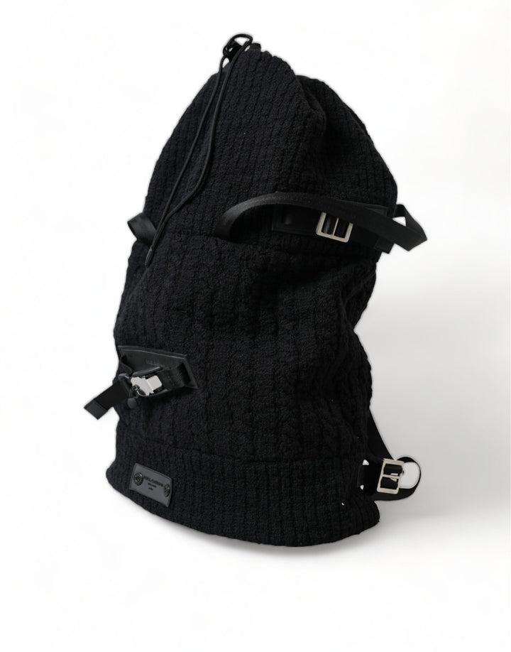 Dolce & Gabbana Black Silver Wool Zaino Tricot Backpack Men Bag