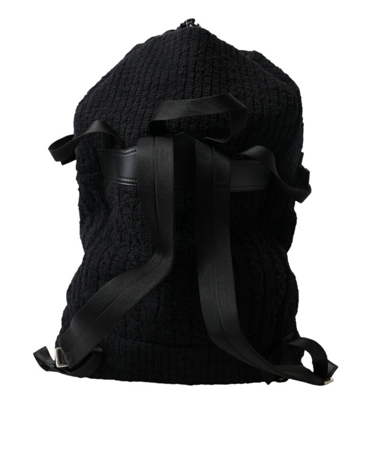 Dolce & Gabbana Black Silver Wool Zaino Tricot Backpack Men Bag