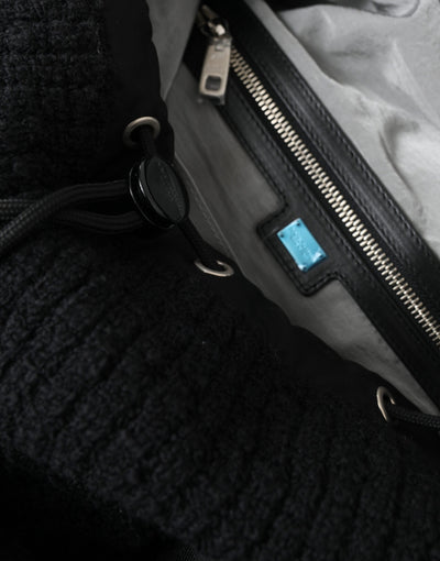 Dolce & Gabbana Black Silver Wool Zaino Tricot Backpack Men Bag