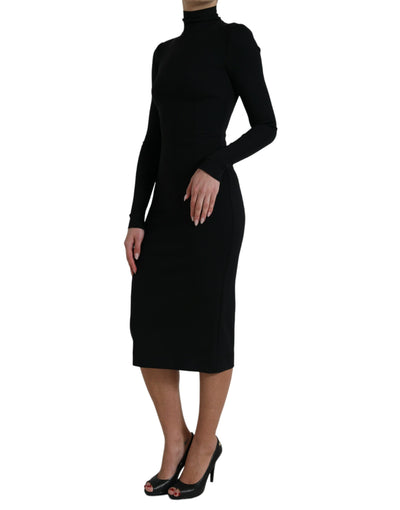 Dolce & Gabbana Black Long Sleeve Turtleneck Bodycon Dress