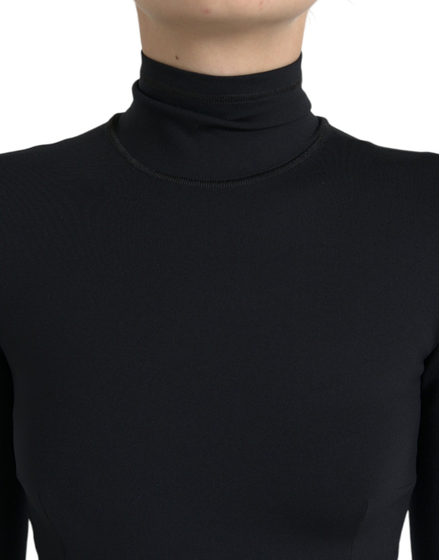 Dolce & Gabbana Black Long Sleeve Turtleneck Bodycon Dress