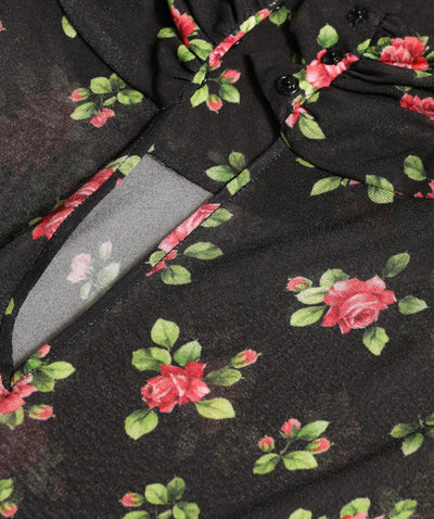 Dolce & Gabbana Black Floral Cut Out Sheath Long Maxi Dress