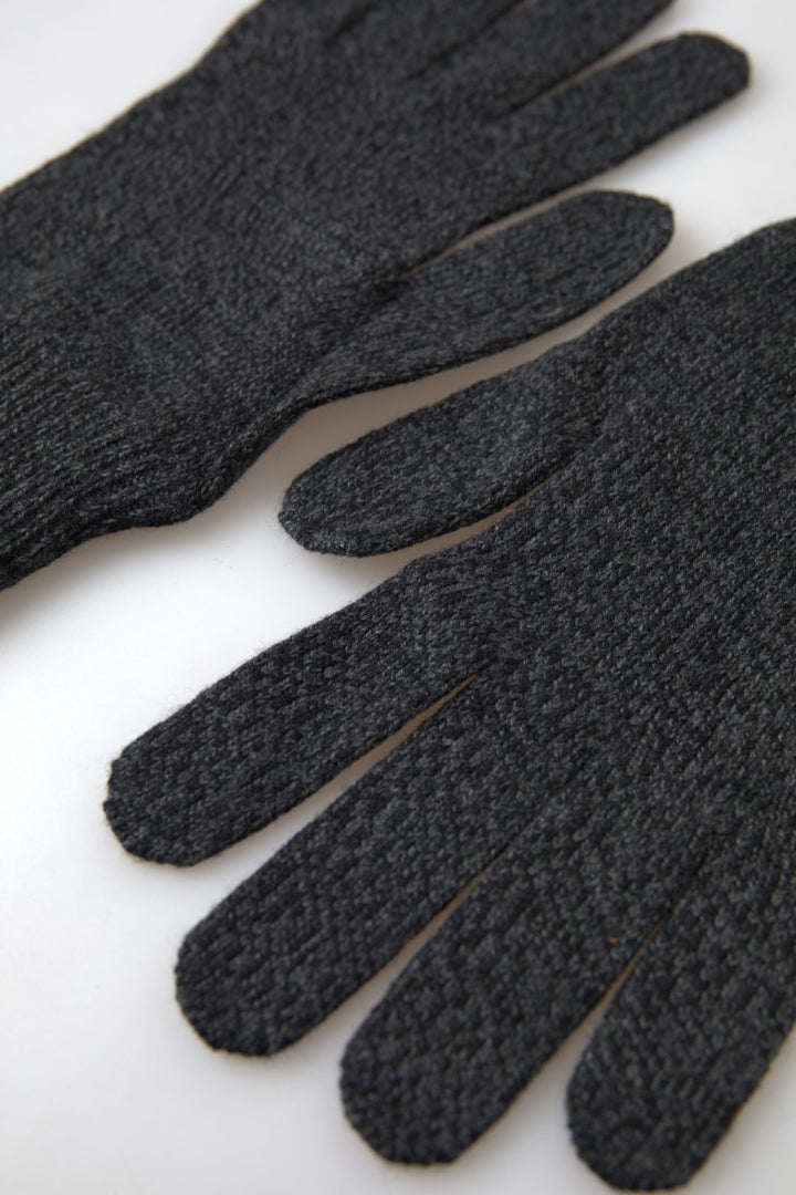 Dolce & Gabbana Gray Virgin Wool Knit Hands Mitten Men Gloves