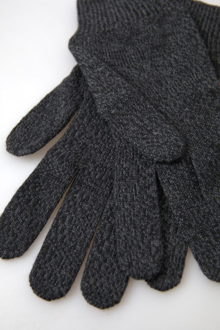 Dolce & Gabbana Gray Virgin Wool Knit Hands Mitten Men Gloves