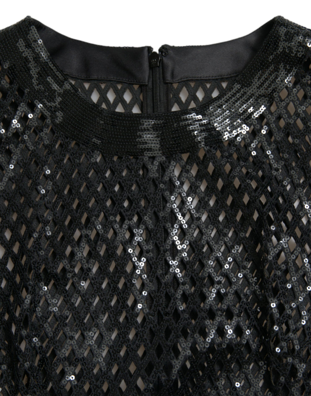 Dolce & Gabbana Black Sequined Sleeveless Mesh Layered Gown Dress