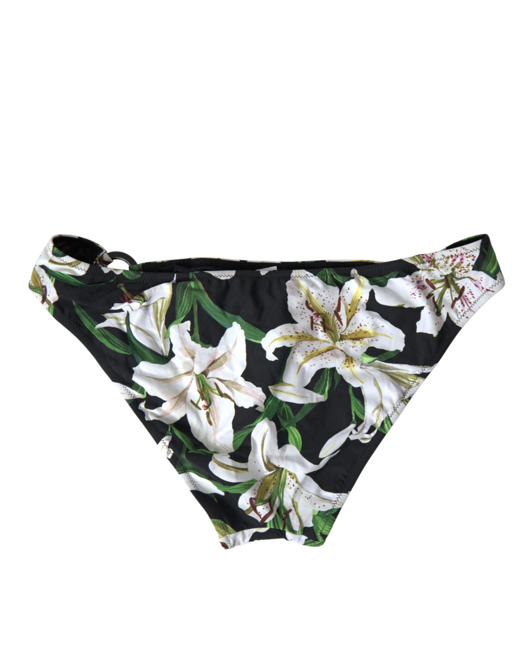 Dolce & Gabbana Black Lily Print Swimwear Bottom Beachwear Bikini