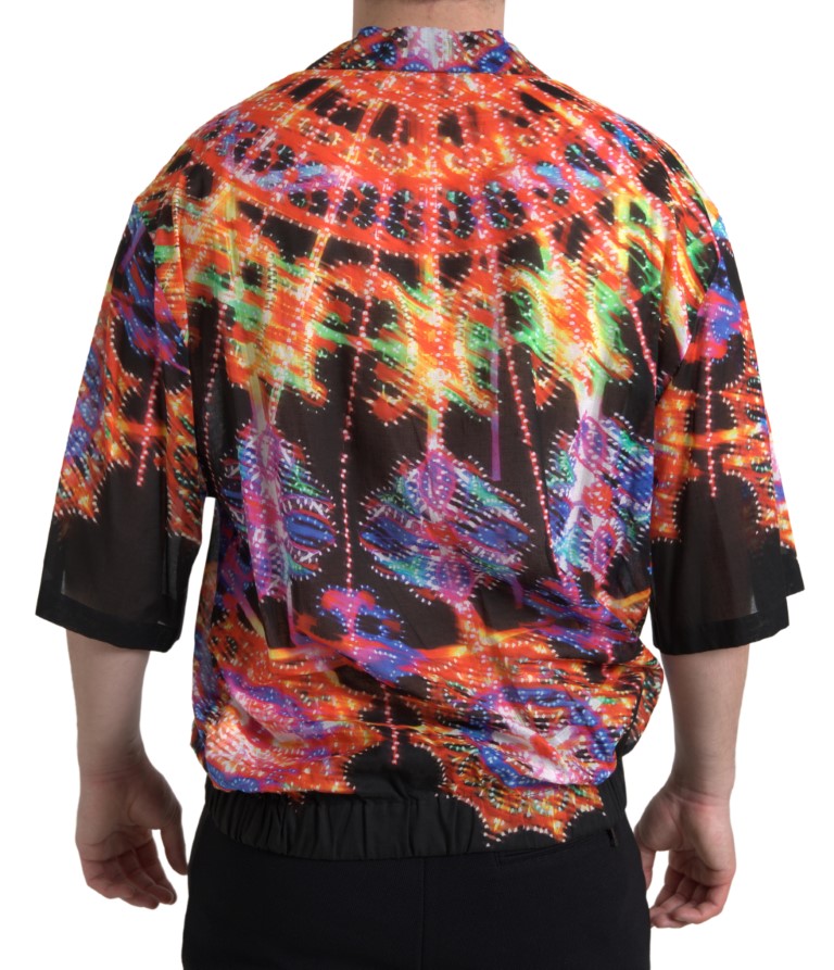 Dolce & Gabbana Multicolor Luminarie Print Men Cotton Shirt