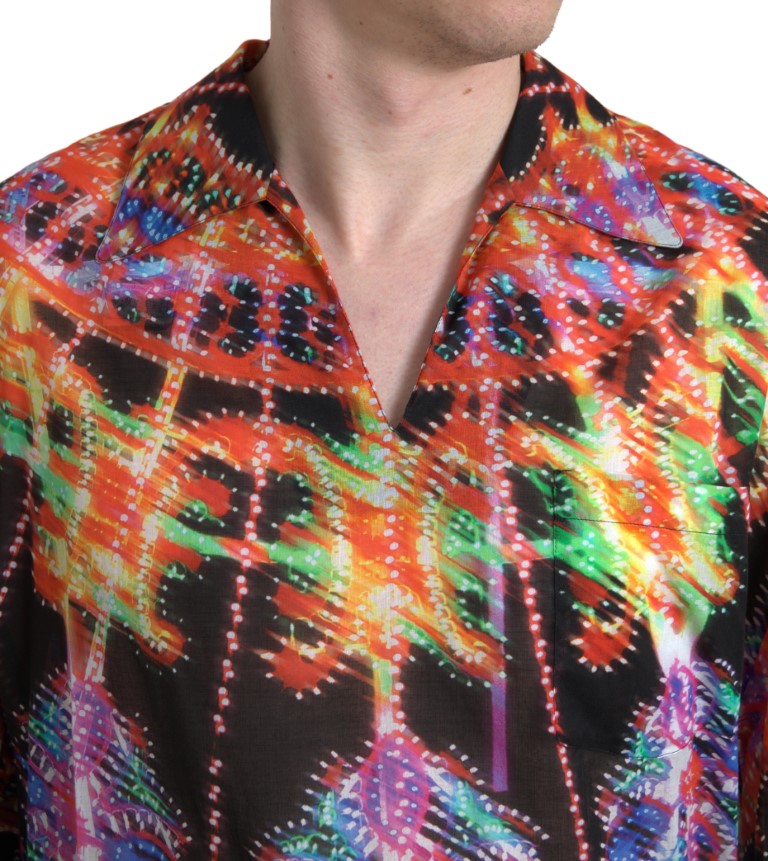 Dolce & Gabbana Multicolor Luminarie Print Men Cotton Shirt