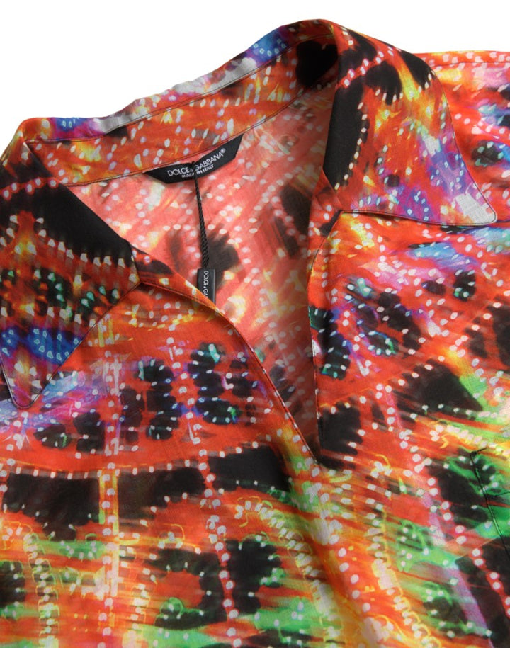 Dolce & Gabbana Multicolor Luminarie Print Men Cotton Shirt