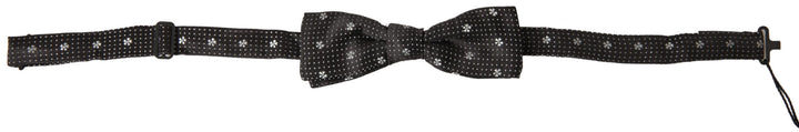 Black Patterned Silk Adjustable Men Neck Papillon Bow Tie