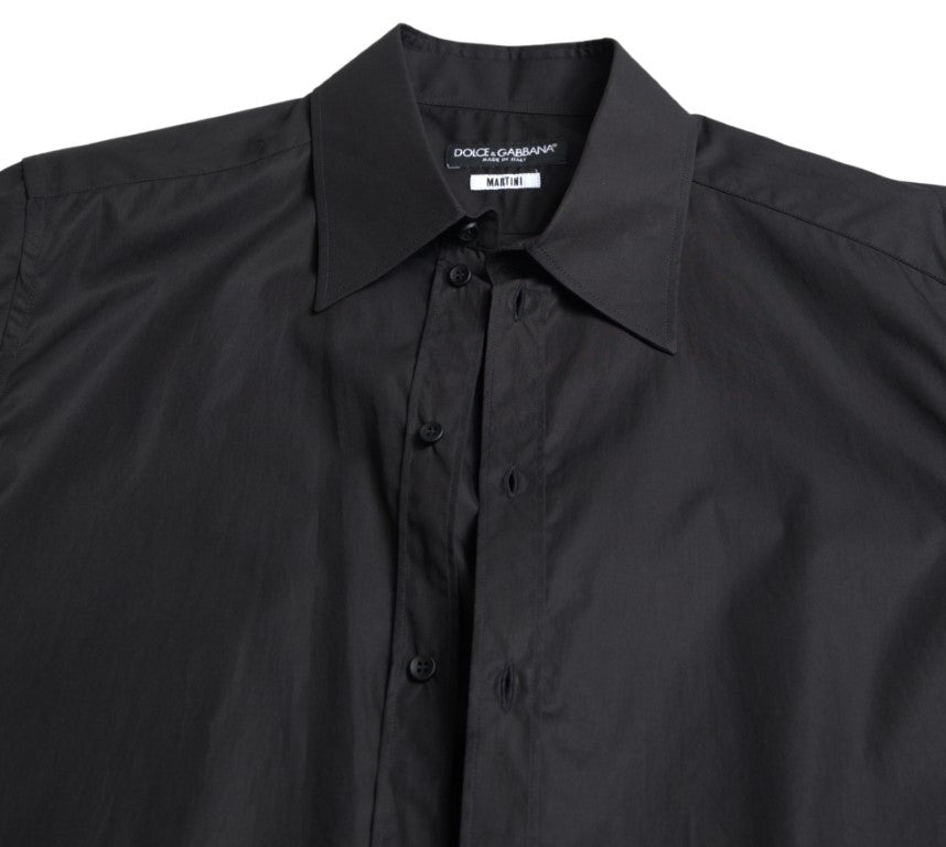 Dolce & Gabbana Black Collared Long Sleeve MARTINI Shirt