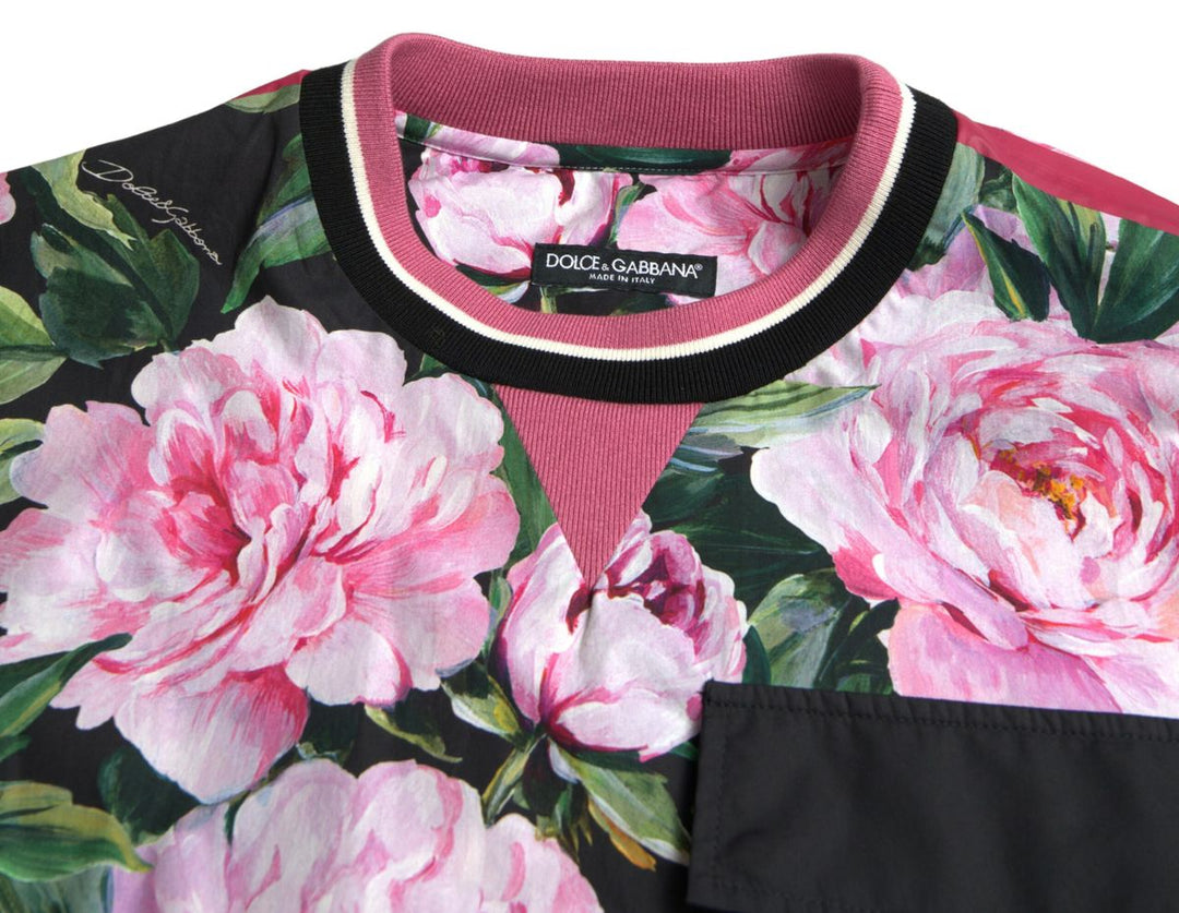 Dolce & Gabbana Pink Floral Roses Crewneck Top Sweater