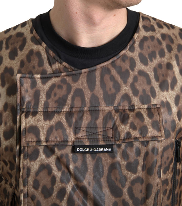 Brown Leopard Silk Sleeveless Sportswear