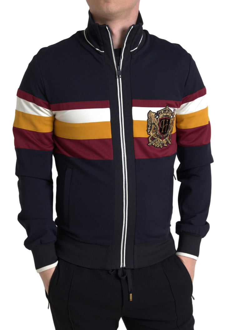 Dolce & Gabbana Blue Cardigan Heraldic Full Zip Sweater