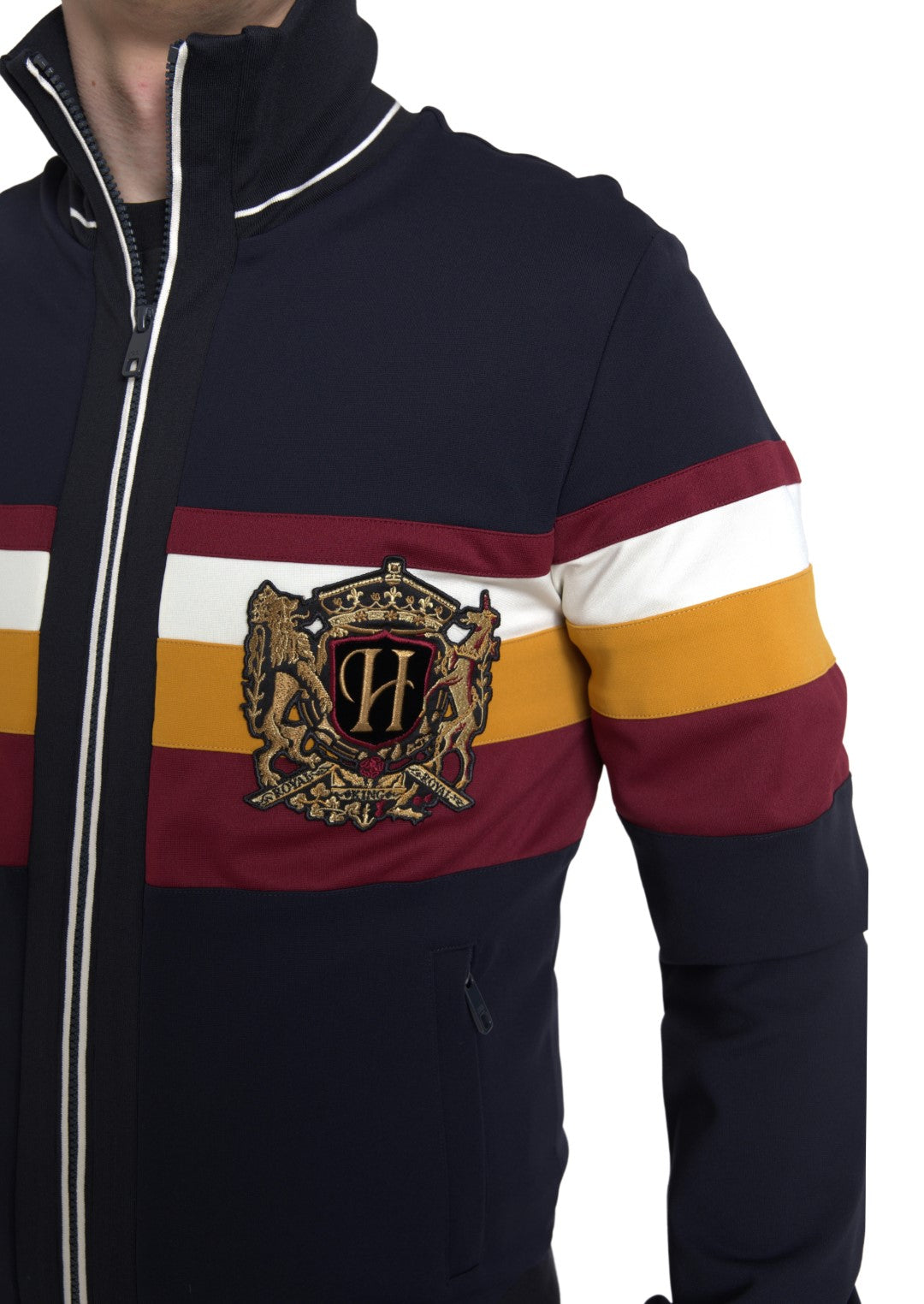 Dolce & Gabbana Blue Cardigan Heraldic Full Zip Sweater