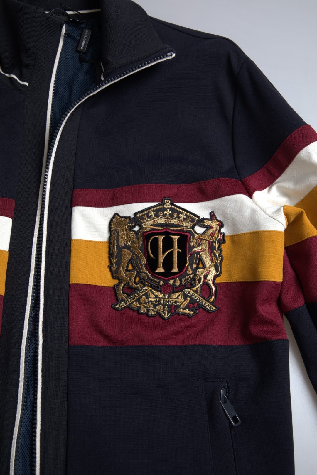 Dolce & Gabbana Blue Cardigan Heraldic Full Zip Sweater