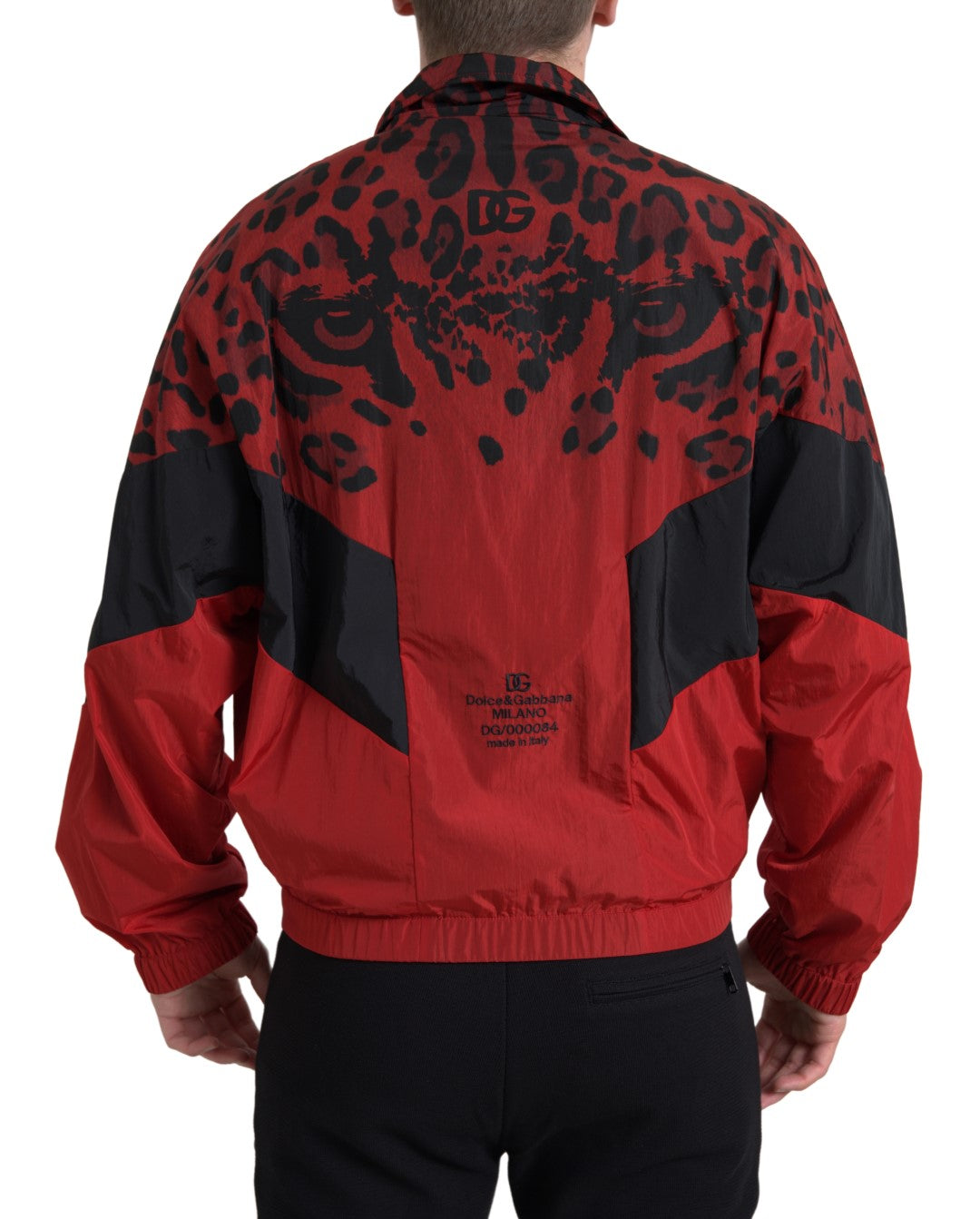 Red Leopard Nylon Full Zip Sweater