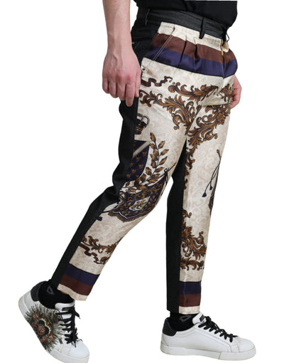 Dolce & Gabbana Multicolor Heraldic Skinny Men Pants