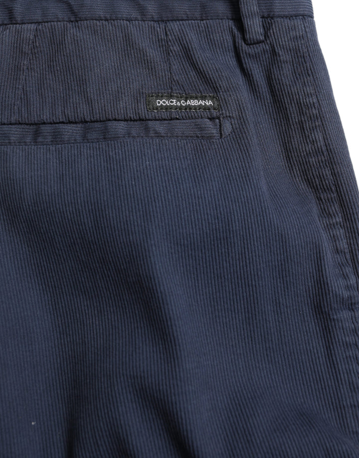 Dolce & Gabbana Dark Blue Cotton Stretch Slim Fit Dress Pants