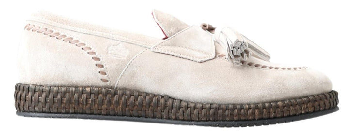 Dolce & gabbana Ivory Suede Leather Men Espadrille Shoes