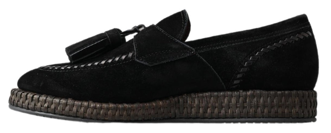 Dolce & gabbana Black Suede Leather Casual Espadrille Shoes