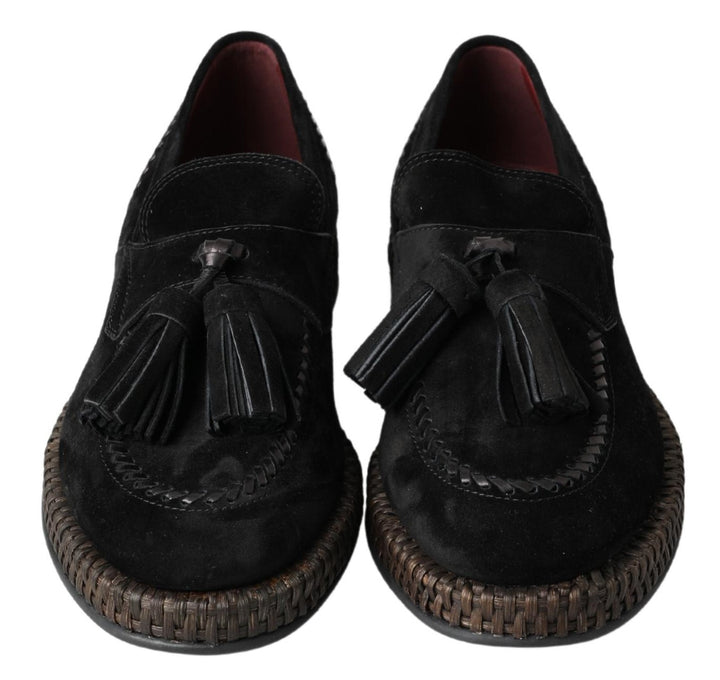 Dolce & gabbana Black Suede Leather Casual Espadrille Shoes