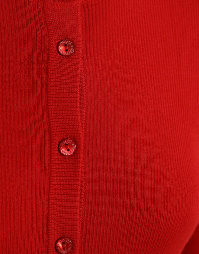 Dolce & Gabbana Red Cashmere Button Down Cardigan Sweater