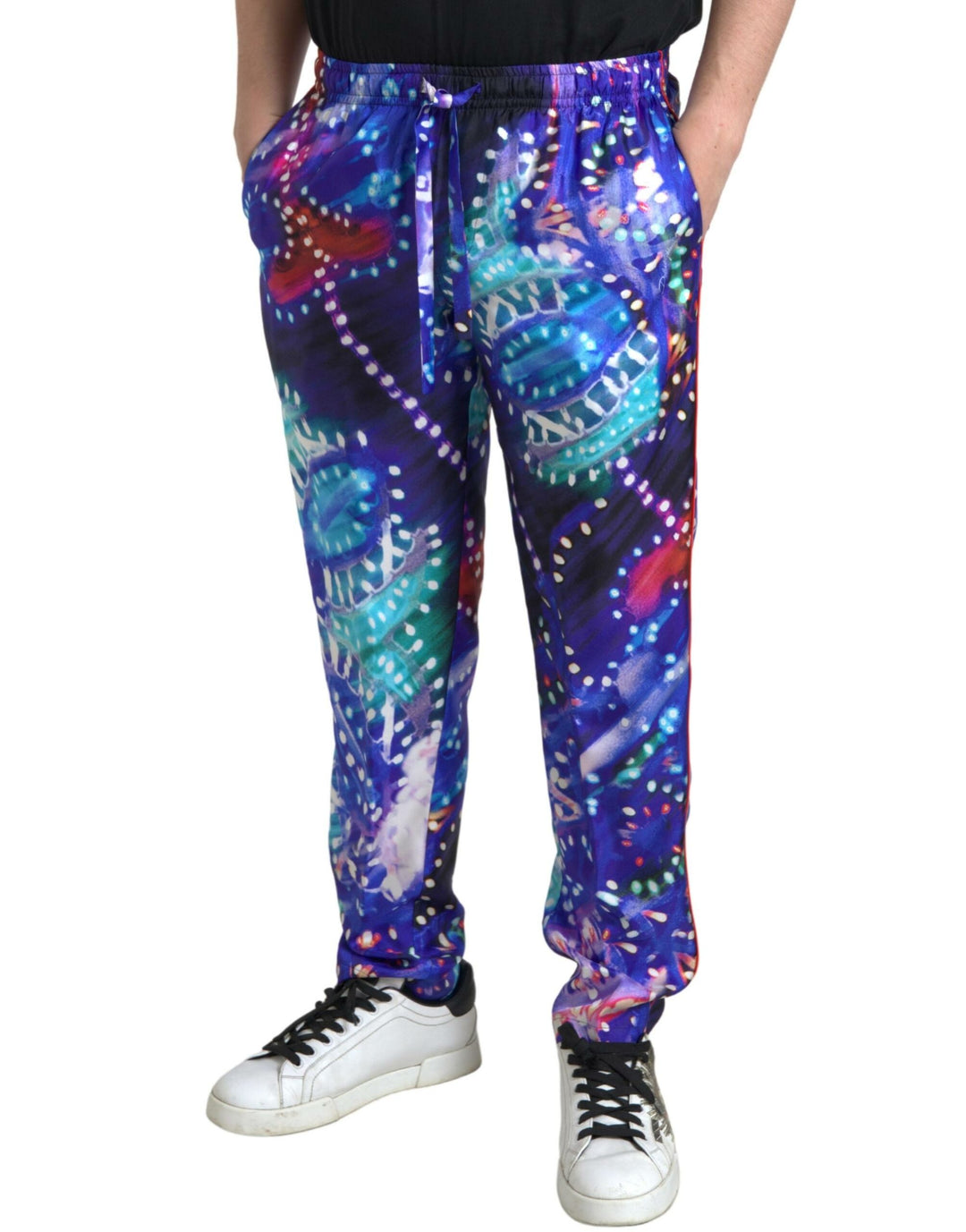 Multicolor Printed Silk Men Trouser Pants