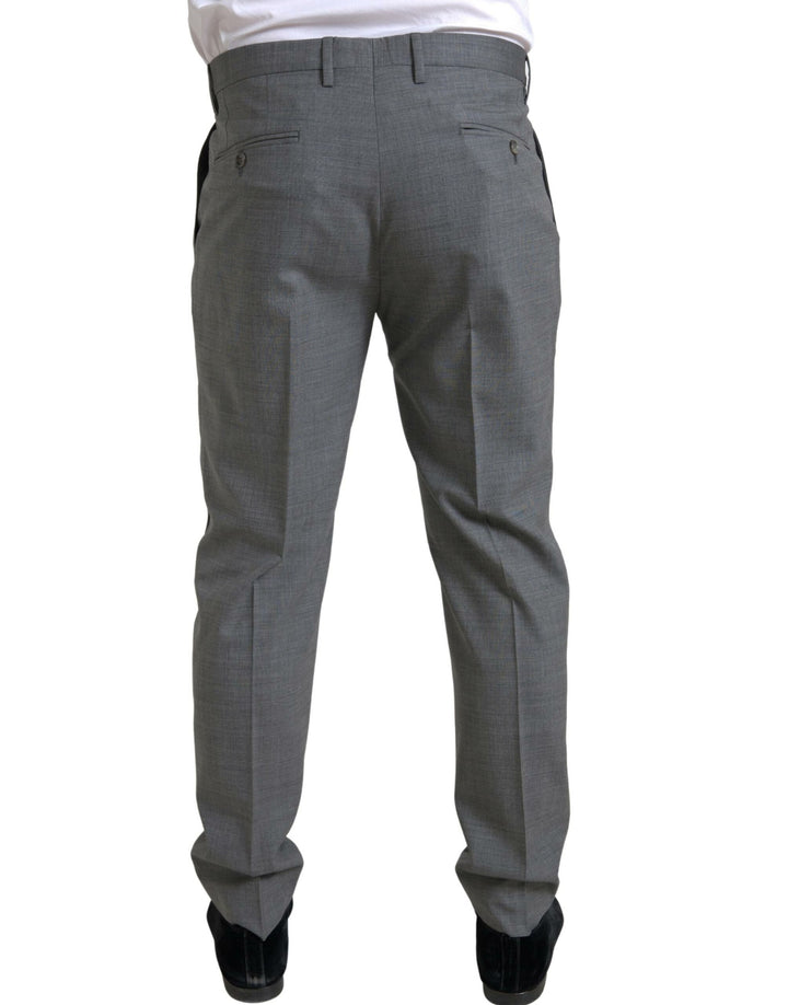 Gray Wool Chino Skinny Men Dress Trouser Pants