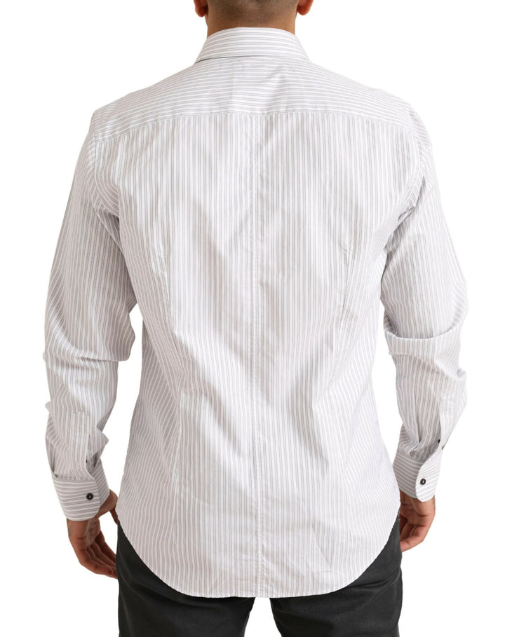 Dolce & Gabbana White MARTINI Cotton Stripe Dress Formal Shirt