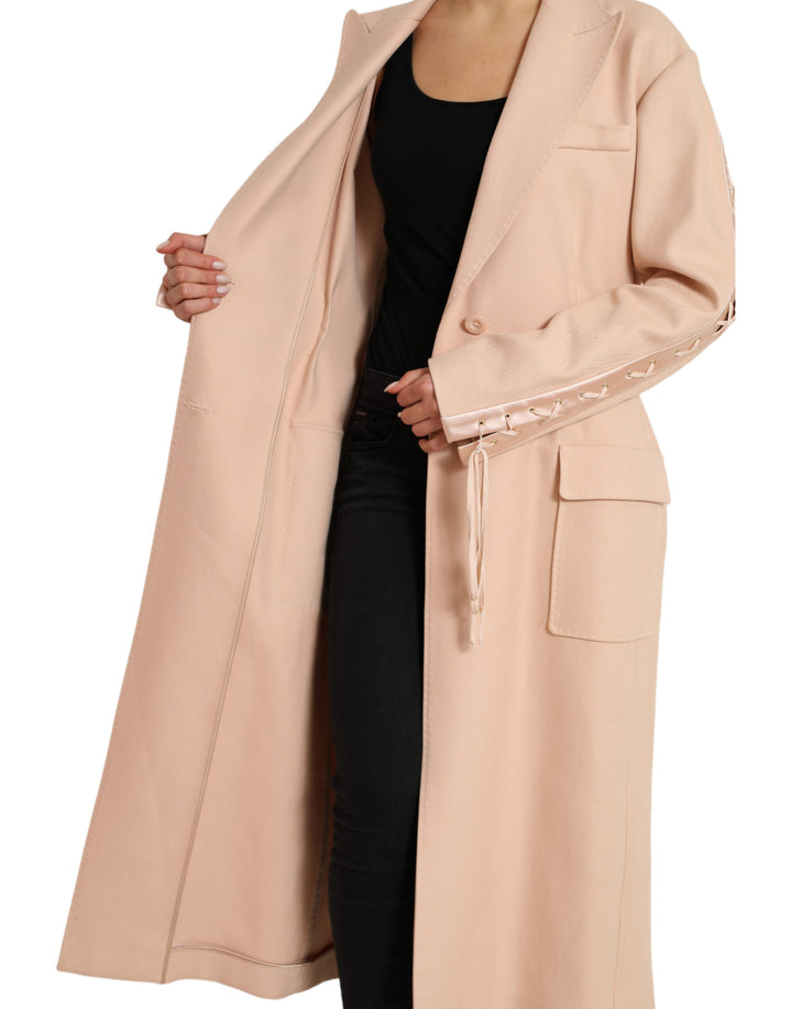 Dolce & Gabbana Beige Cotton Single Breasted Long Coat Jacket