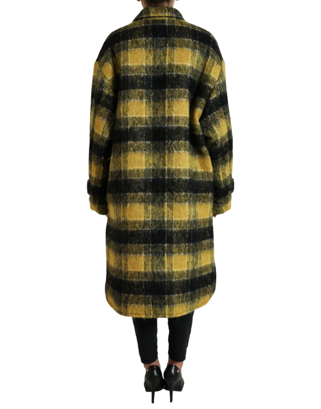 Dolce & Gabbana Yellow Plaid Long Sleeve Casual Coat Jacket