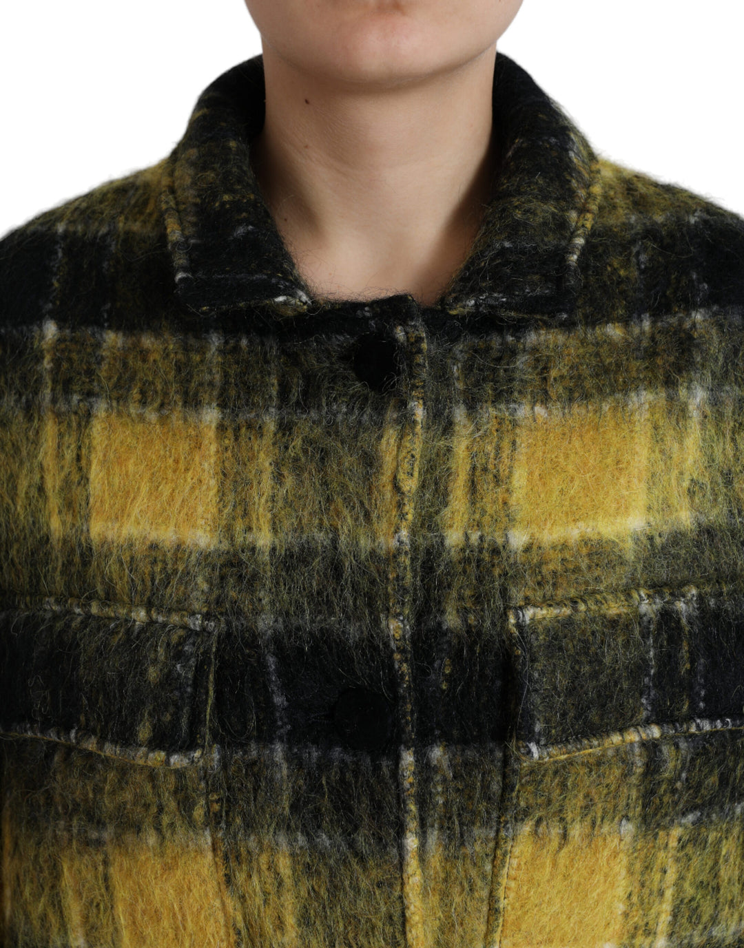 Dolce & Gabbana Yellow Plaid Long Sleeve Casual Coat Jacket