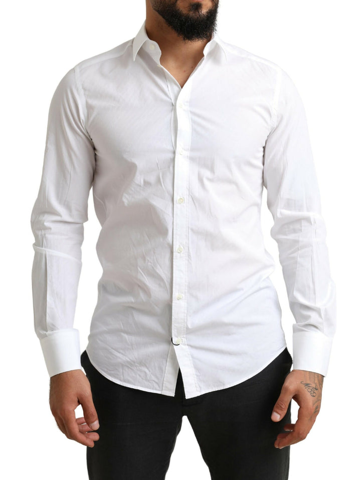 Dolce & Gabbana White MARTINI Cotton Dress Formal Shirt