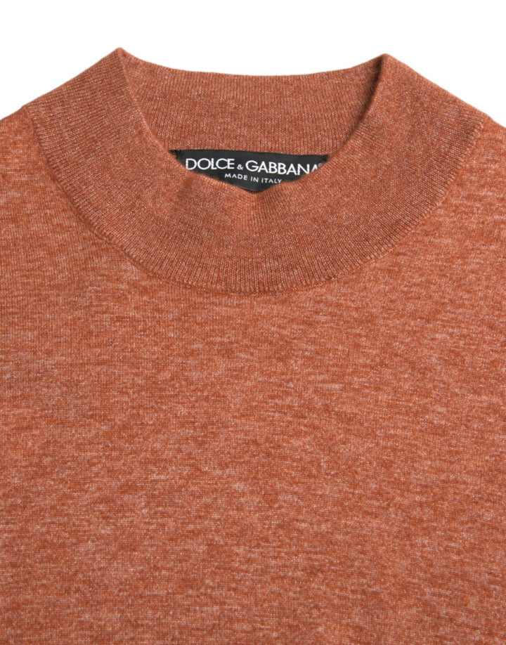 Dolce & Gabbana Orange Cashmere Crew Neck Pullover Sweater