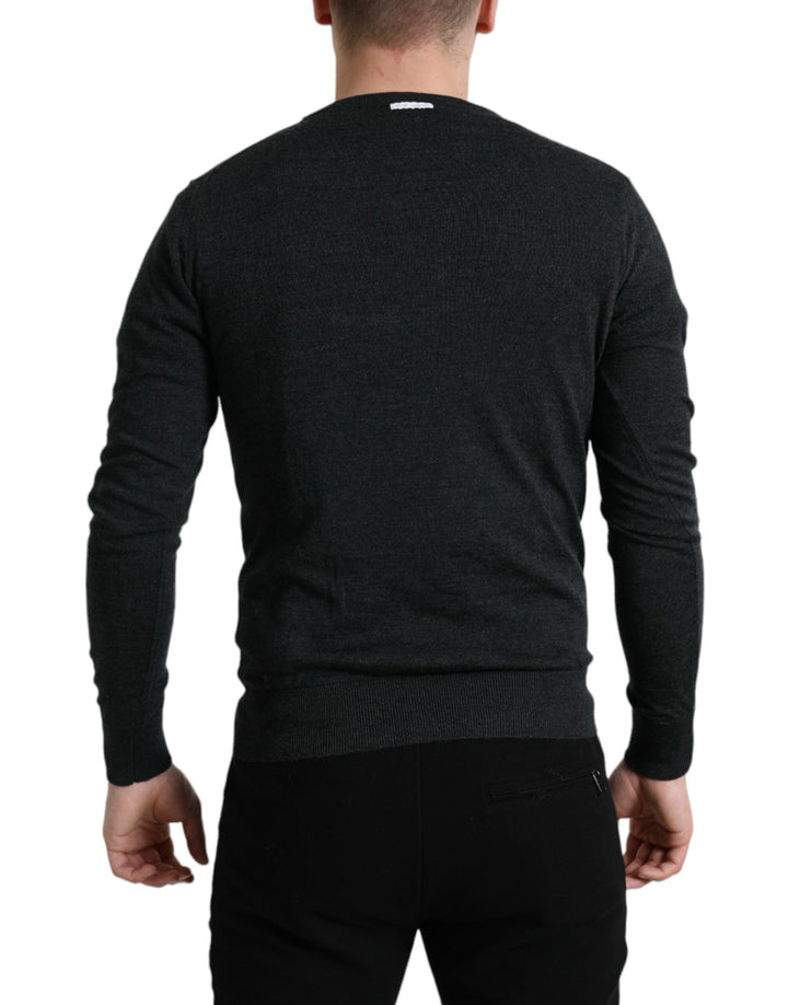 Dolce & Gabbana Gray Wool Round Neck Pullover Sweater