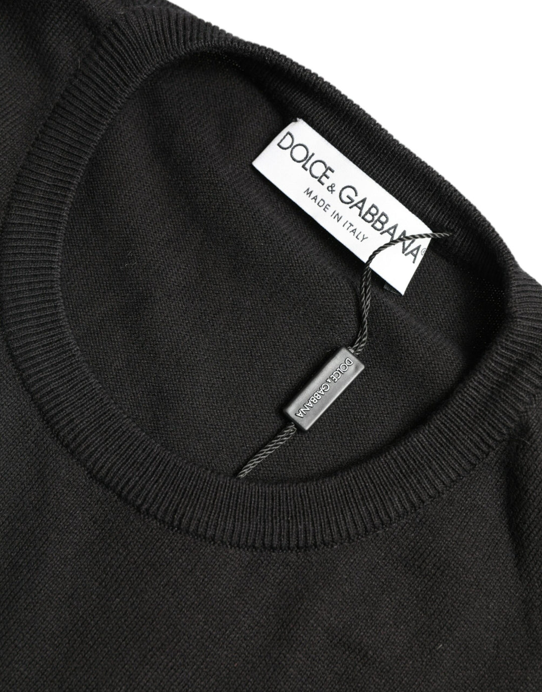 Dolce & Gabbana Black Cotton Crew Neck Men Pullover Sweater