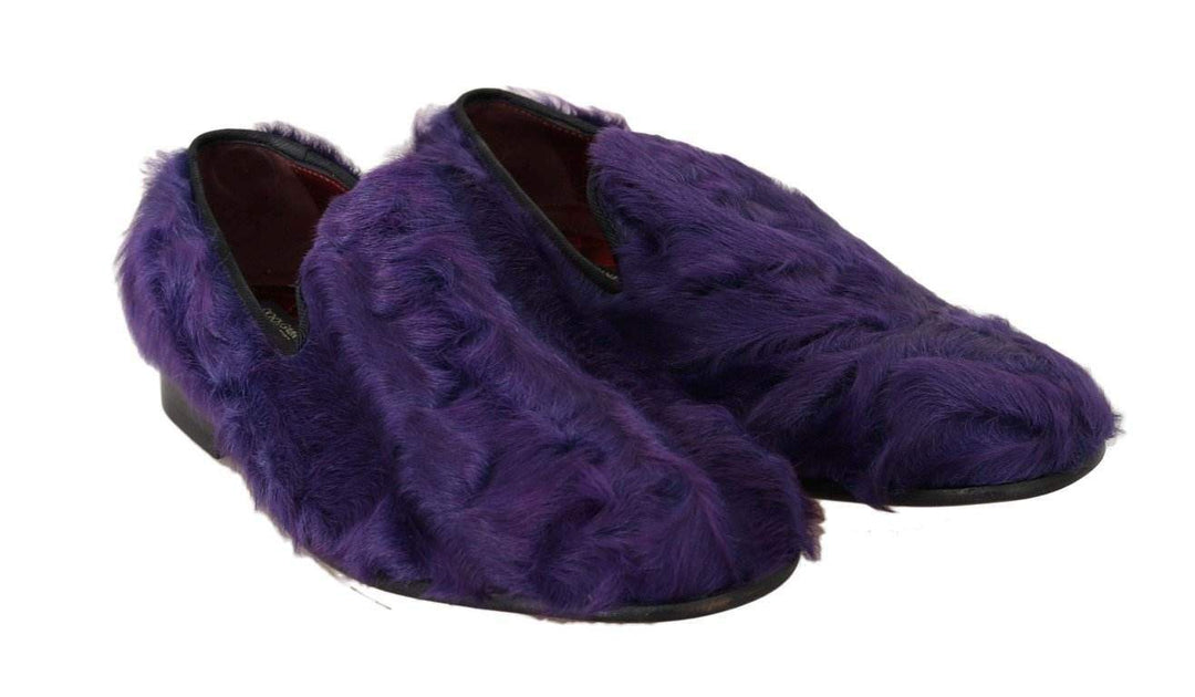 Dolce & Gabbana Purple Sheep Fur Leather Loafers #women, Brand_Dolce & Gabbana, Catch, Dolce & Gabbana, EU36.5/US6, EU36/US5.5, feed-agegroup-adult, feed-color-purple, feed-gender-female, feed-size-US5.5, feed-size-US6, Flat Shoes - Women - Shoes, Gender_Women, Kogan, Purple, Shoes - New Arrivals at SEYMAYKA