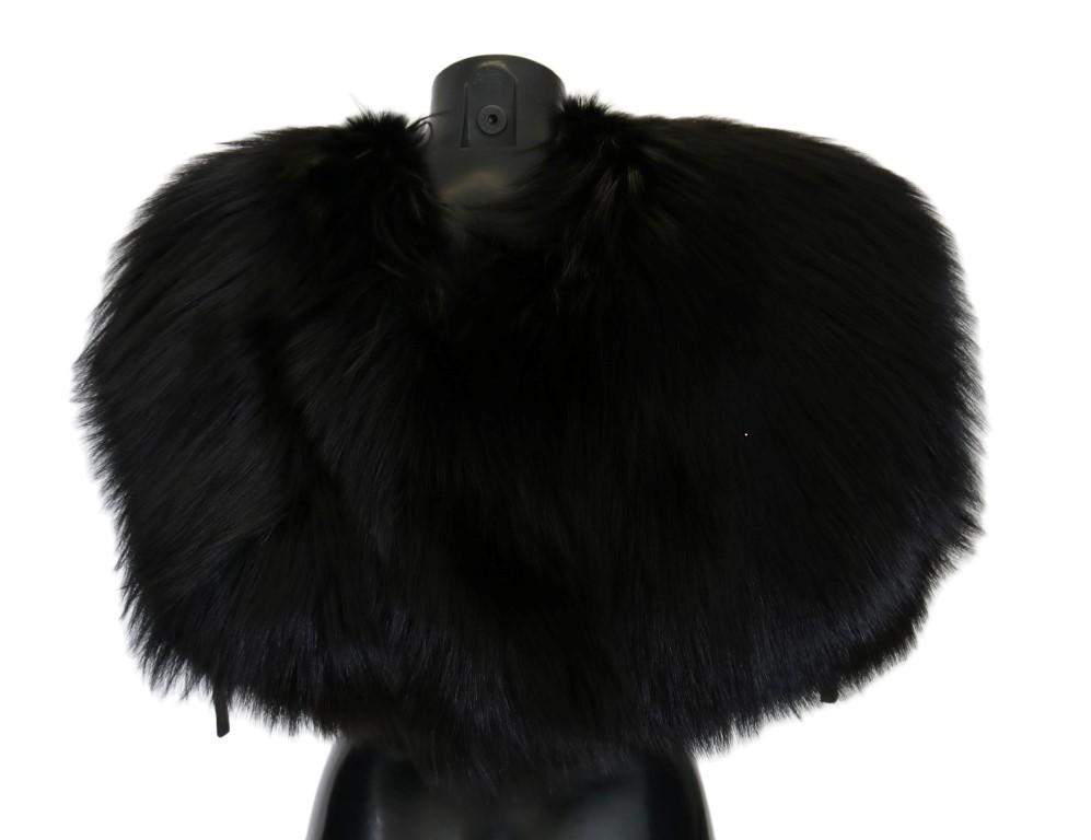 Dolce & Gabbana  Black Silver Fox Fur Scarf #women, Accessories - New Arrivals, Black, Brand_Dolce & Gabbana, Catch, Dolce & Gabbana, feed-agegroup-adult, feed-color-black, feed-gender-female, feed-size-M, Gender_Women, Kogan, M, Scarves - Women - Accessories at SEYMAYKA