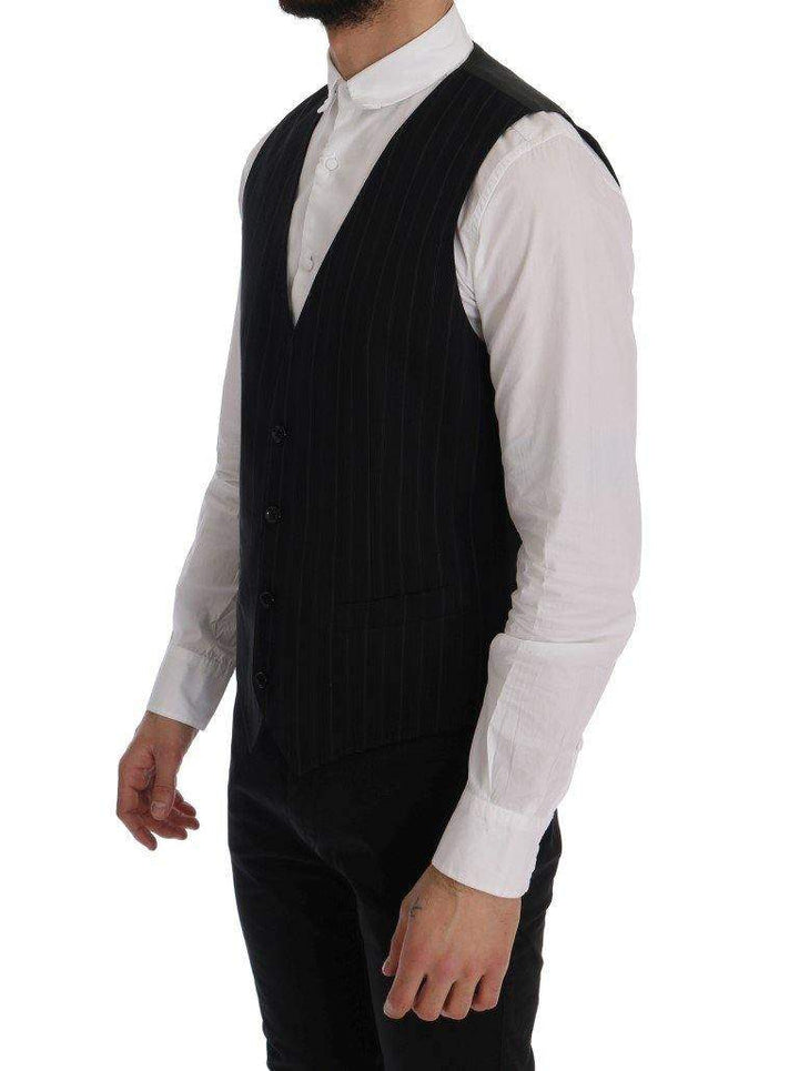 Dolce & Gabbana  Black STAFF Cotton Striped Vest #men, Black, Brand_Dolce & Gabbana, Catch, Dolce & Gabbana, feed-agegroup-adult, feed-color-black, feed-gender-male, feed-size-IT52 | XL, feed-size-IT54 | XXL, Gender_Men, IT52 | XL, IT54 | XXL, Kogan, Men - New Arrivals, Vests - Men - Clothing at SEYMAYKA