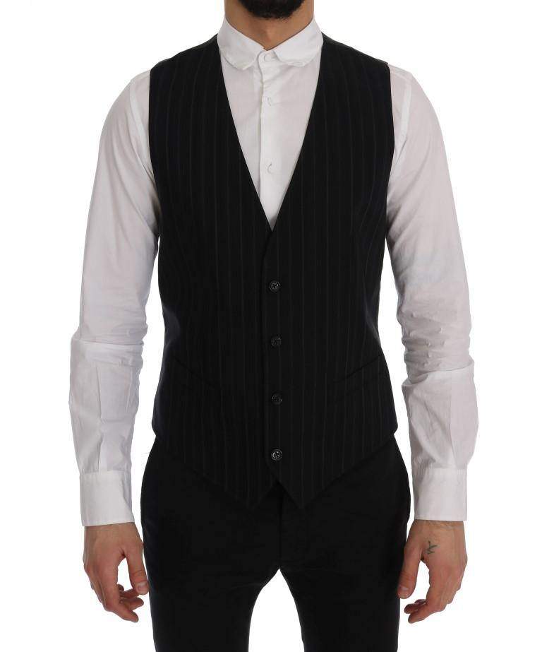 Dolce & Gabbana  Black STAFF Cotton Striped Vest #men, Black, Brand_Dolce & Gabbana, Catch, Dolce & Gabbana, feed-agegroup-adult, feed-color-black, feed-gender-male, feed-size-IT52 | XL, feed-size-IT54 | XXL, Gender_Men, IT52 | XL, IT54 | XXL, Kogan, Men - New Arrivals, Vests - Men - Clothing at SEYMAYKA