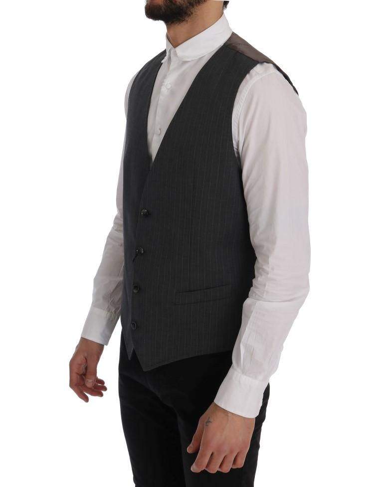 Dolce & Gabbana  Gray STAFF Cotton Striped Vest #men, Brand_Dolce & Gabbana, Catch, Dolce & Gabbana, feed-agegroup-adult, feed-color-gray, feed-gender-male, feed-size-IT50 | L, Gender_Men, Gray, IT50 | L, Kogan, Men - New Arrivals, Vests - Men - Clothing at SEYMAYKA