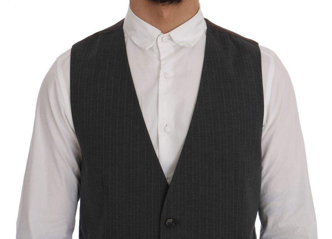 Dolce & Gabbana  Gray STAFF Cotton Striped Vest #men, Brand_Dolce & Gabbana, Catch, Dolce & Gabbana, feed-agegroup-adult, feed-color-gray, feed-gender-male, feed-size-IT50 | L, Gender_Men, Gray, IT50 | L, Kogan, Men - New Arrivals, Vests - Men - Clothing at SEYMAYKA