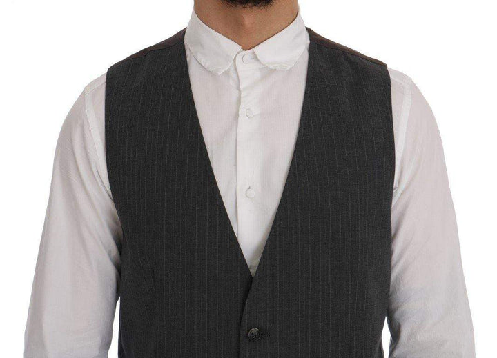 Dolce & Gabbana  Gray STAFF Cotton Striped Vest #men, Brand_Dolce & Gabbana, Catch, Dolce & Gabbana, feed-agegroup-adult, feed-color-gray, feed-gender-male, feed-size-IT50 | L, Gender_Men, Gray, IT50 | L, Kogan, Men - New Arrivals, Vests - Men - Clothing at SEYMAYKA