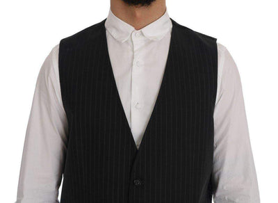 Dolce & Gabbana  Gray STAFF Cotton Striped Vest #men, Brand_Dolce & Gabbana, Catch, Dolce & Gabbana, feed-agegroup-adult, feed-color-gray, feed-gender-male, feed-size-IT52 | XL, Gender_Men, Gray, IT52 | XL, Kogan, Men - New Arrivals, Vests - Men - Clothing at SEYMAYKA