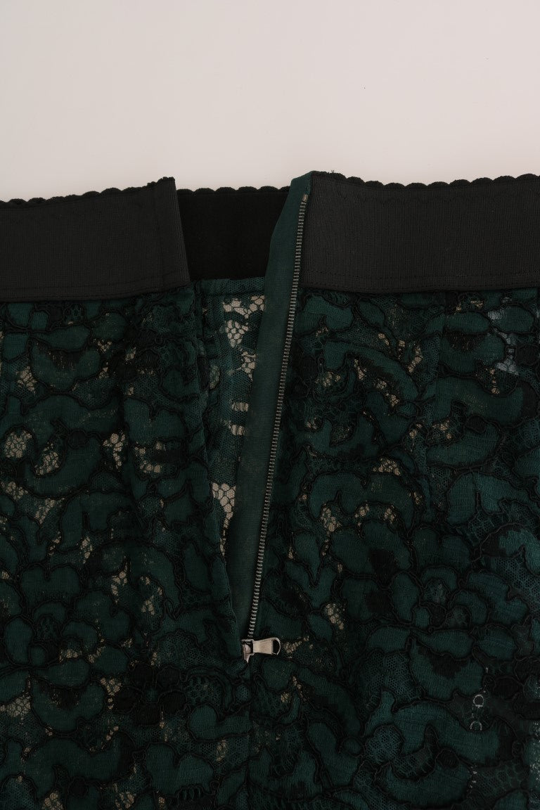 Dolce & Gabbana Green Floral Lace Leggings Pants – SEYMAYKA