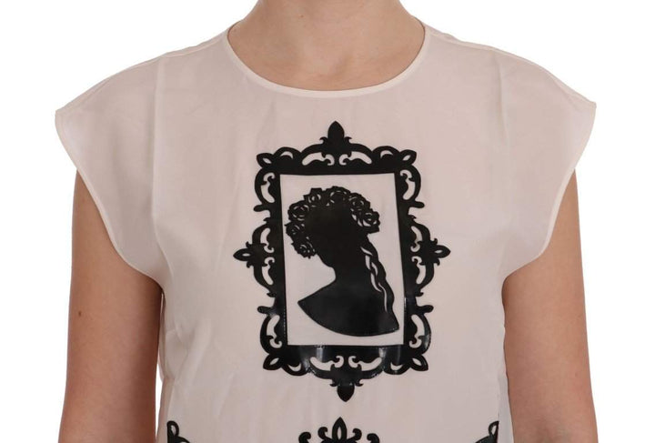 Dolce & Gabbana White Silk Black Frame Blouse #women, Brand_Dolce & Gabbana, Catch, Dolce & Gabbana, feed-agegroup-adult, feed-color-white, feed-gender-female, feed-size-IT40|S, Gender_Women, IT40|S, Kogan, Tops & T-Shirts - Women - Clothing, White, Women - New Arrivals at SEYMAYKA